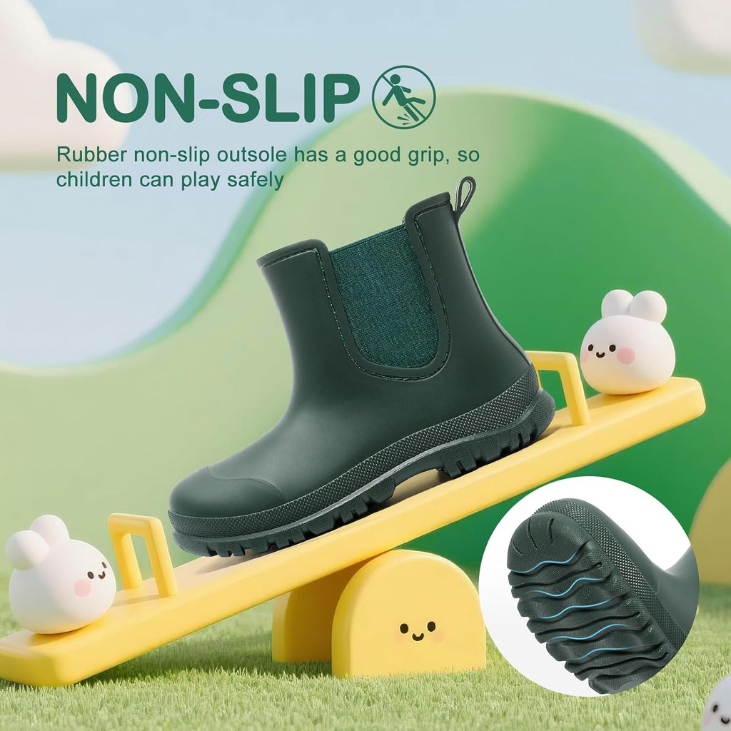 Kids Rain Boots for Girls Boys, Waterproof Rubber Chelsea boots
