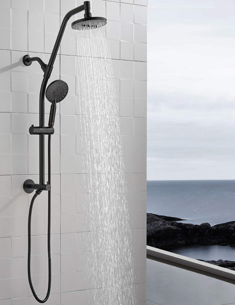 Rain Shower Head with Handheld Combo, Dual Shower System with Slide Bar, Adjustable Height, Brass Slide Bar &