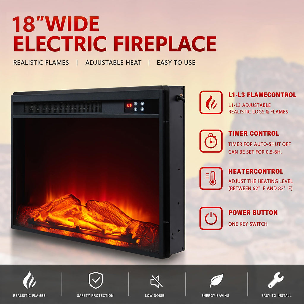 36" Electric Fireplace Mantel, Faux Stone Freestanding