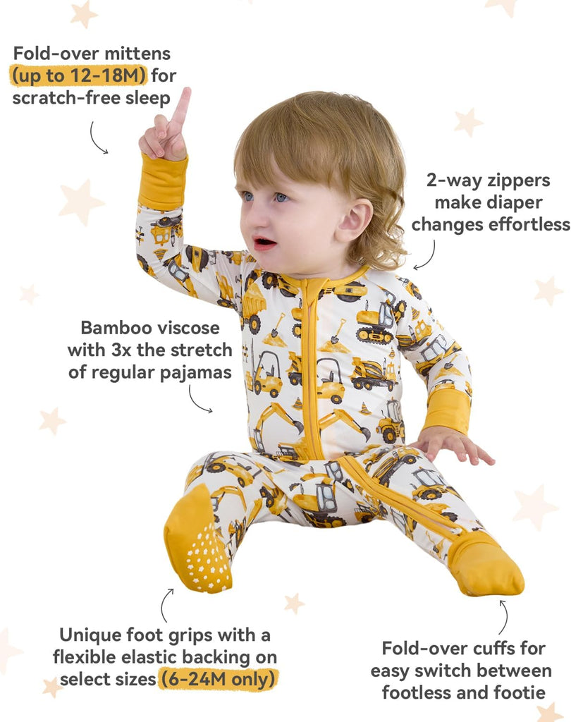 Bamboo Viscose Baby Footie Pajama, Zipper Sleeper Boys Girls