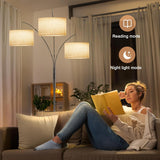 36W Corner Floor Lamp Dimmable - 3 Lights Arc Floor Lamps Standing Lamp with Remote & Touch Control, Tall Lamp Corner