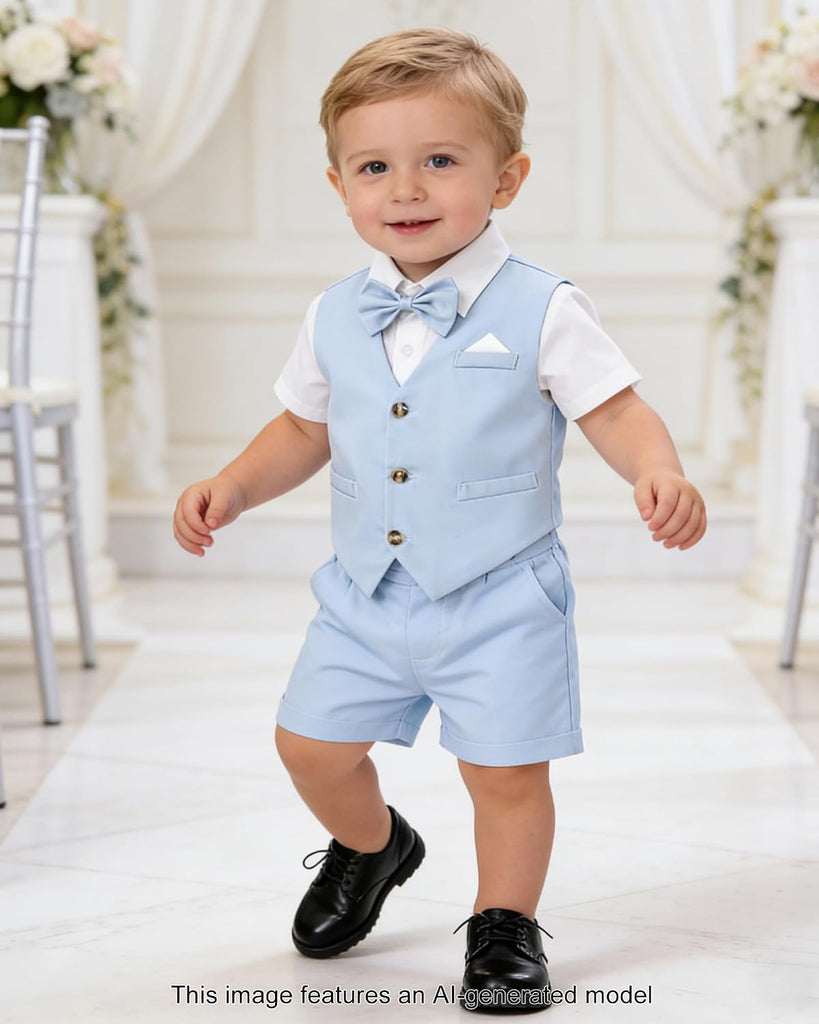 Baby Boy Cotton Linen Suit Wedding Ring Bearer Outfits Shorts Sets