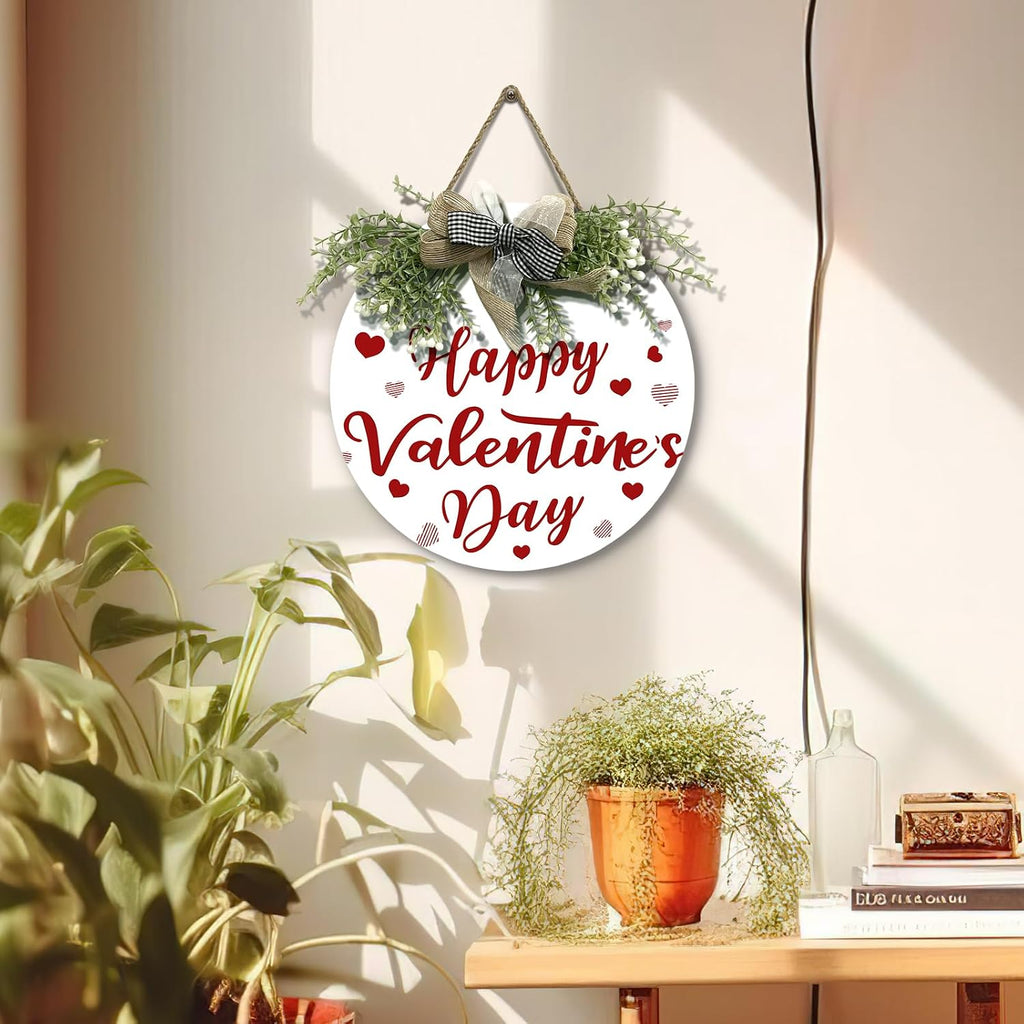 Valentine's Day Door Wreath for Front Door Valentines Holiday Door Sign Heart Love Porch Hanging Decoration