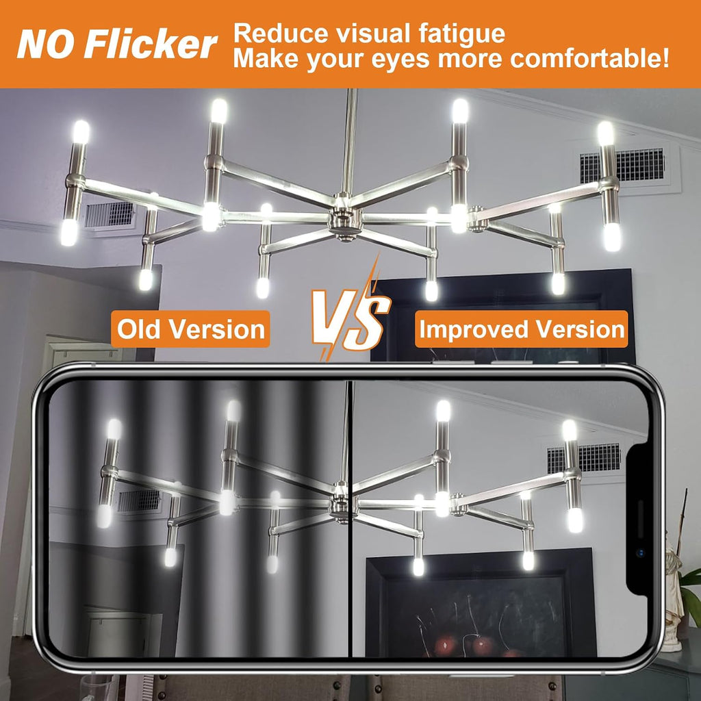 E12 Candelabra LED Light Bulbs 60W Equivalent, 6000K Daylight White, Dimmable LED Chandelier Bulb, 6W 600Lumens