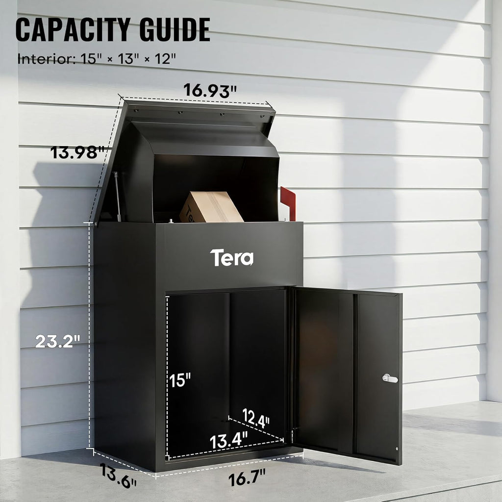 Package Delivery Boxes : No Assembly Needed 23" H Anti-Theft Parcel Drop Box Outdoor with Lock Galvanized Steel
