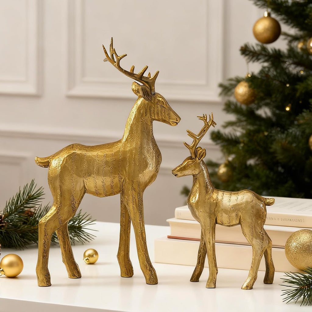 Reindeer Christmas Decoration, Gold Xmas Deer Decor Figurines