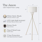 Jaxon Tripod Floor Lamp with Pleated Drum Shade, Modern Lamp, Contemporary and Elegant LED Lamp