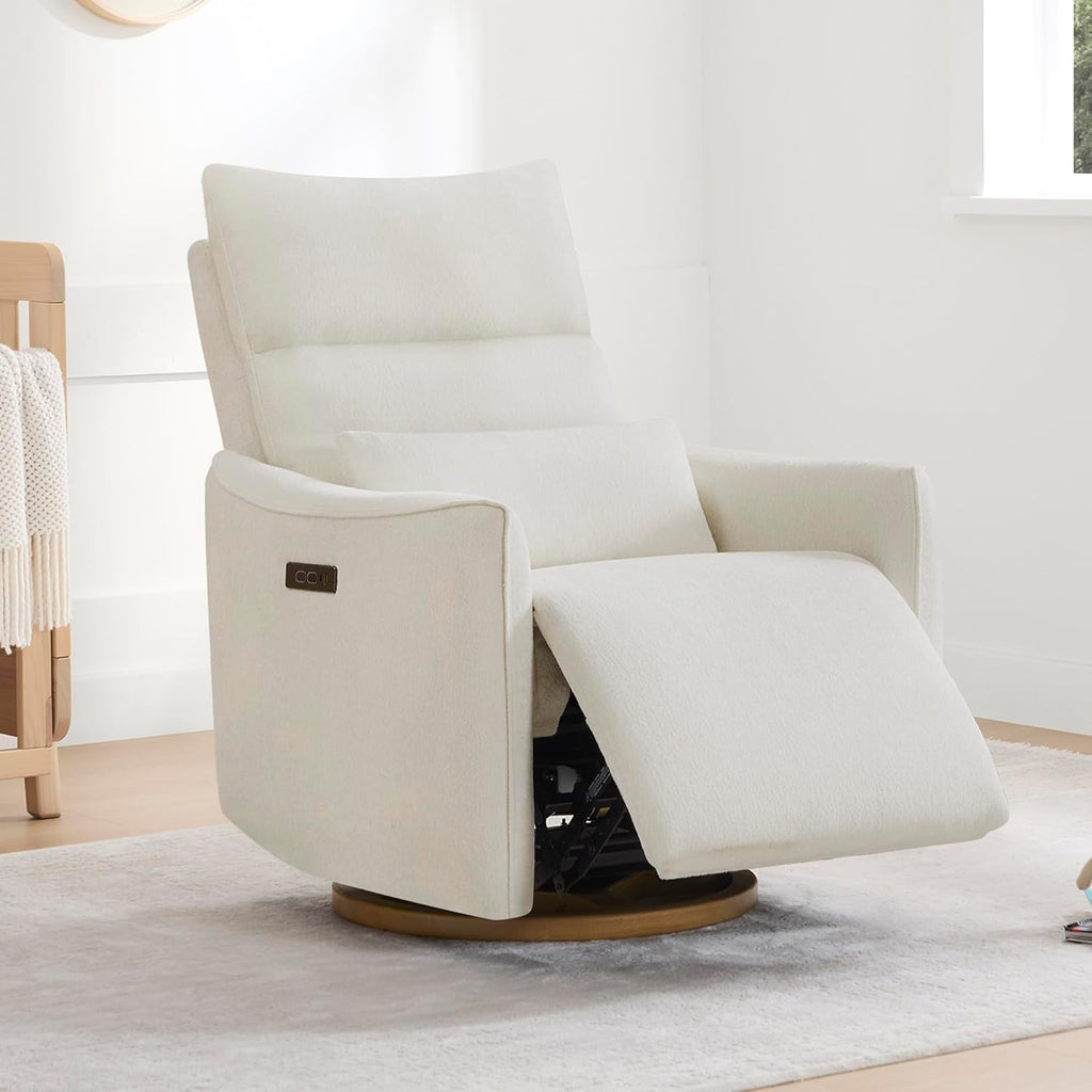Power Swivel Glider Recliner Chair, Dual Motor Nursery Glider, Cream | Nursery Rocking Chair with Adjustable Power