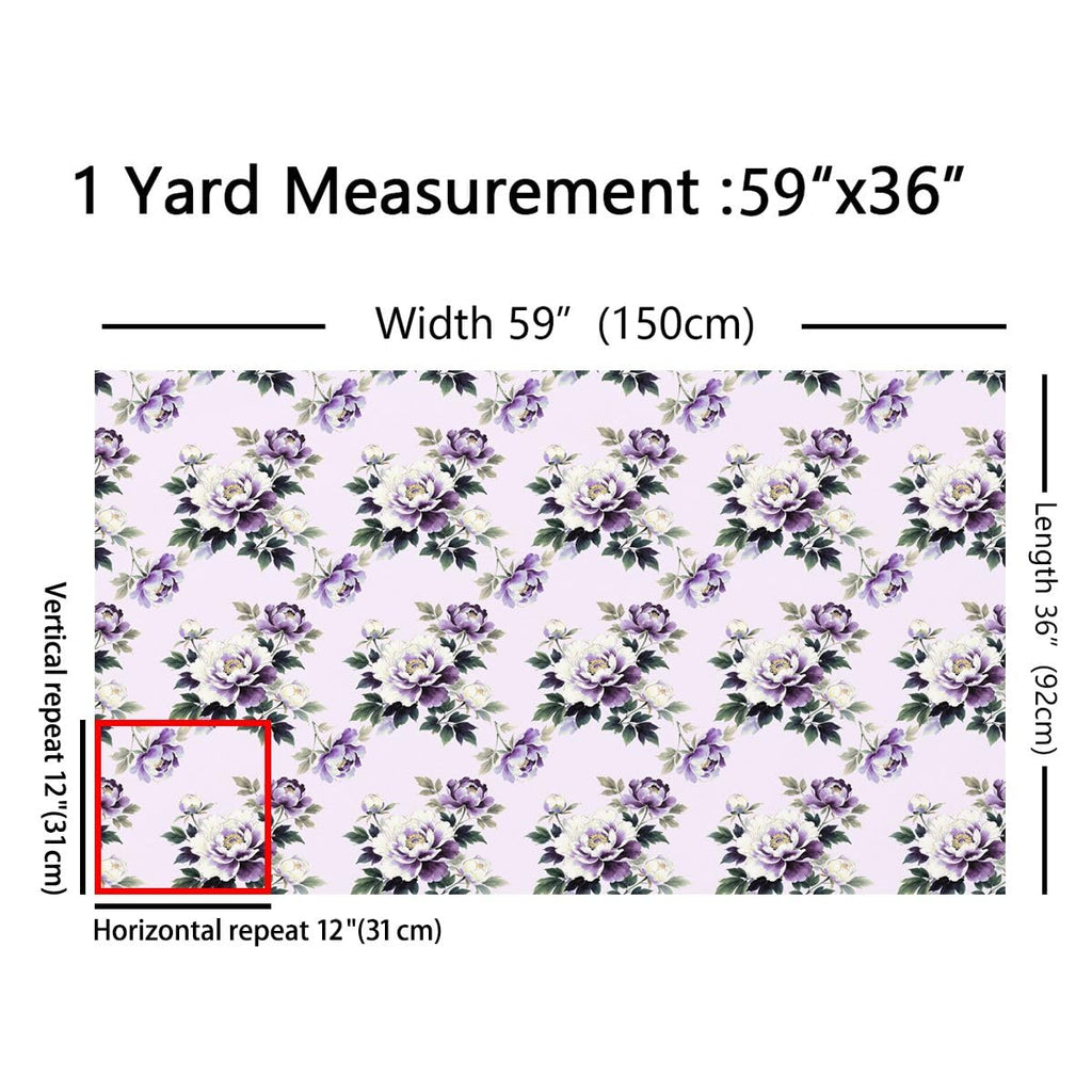 Purple Peony Floral Soft Upholstery Fabrics Spring Elegant