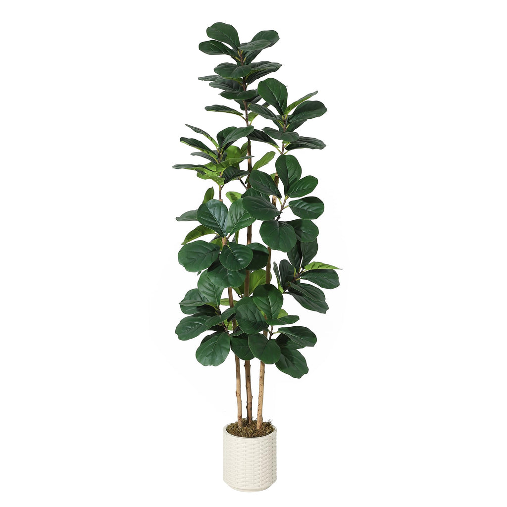 Faux Fiddle Leaf Fig Tree 7 FT, Artificial Tree with Lifelike Trunk & Glossy Leaves, Bendable Boughs for Custom Look