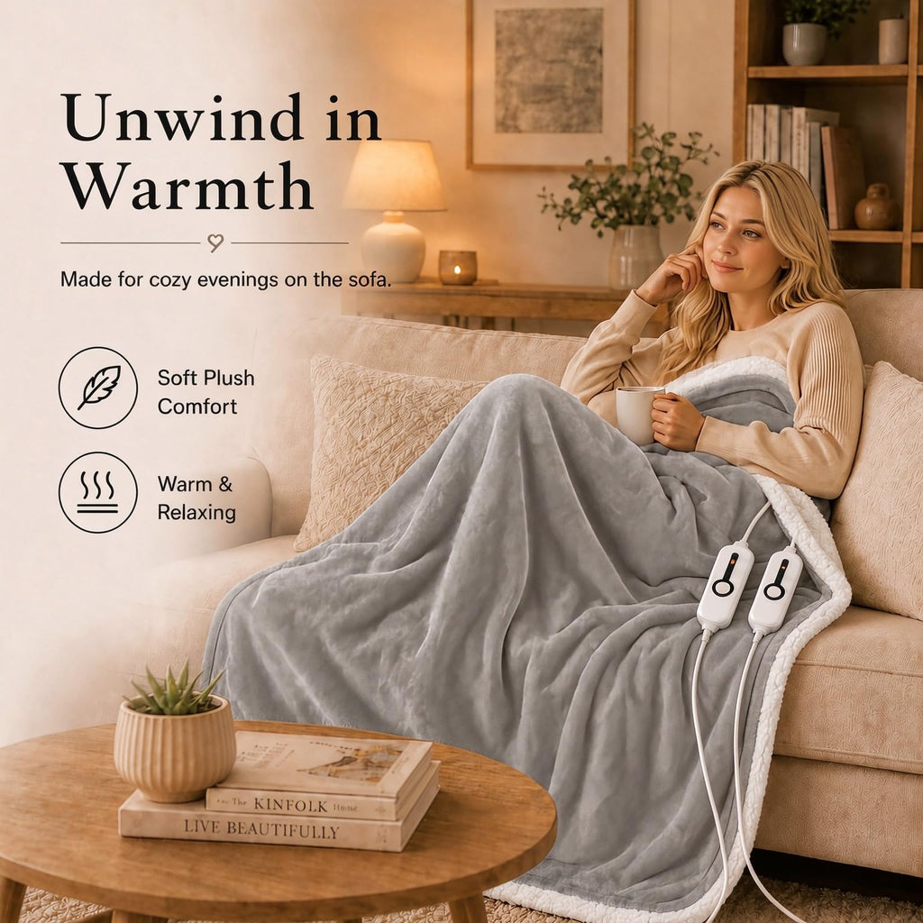 Electric Heated Blanket 84"x90" - Light Gray