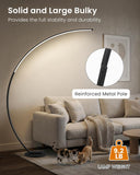 75 inch Dimmable LED Arc Floor Lamp with Foot and Remote Control, 3 Color Temperatures, 3000K-6000K Whites
