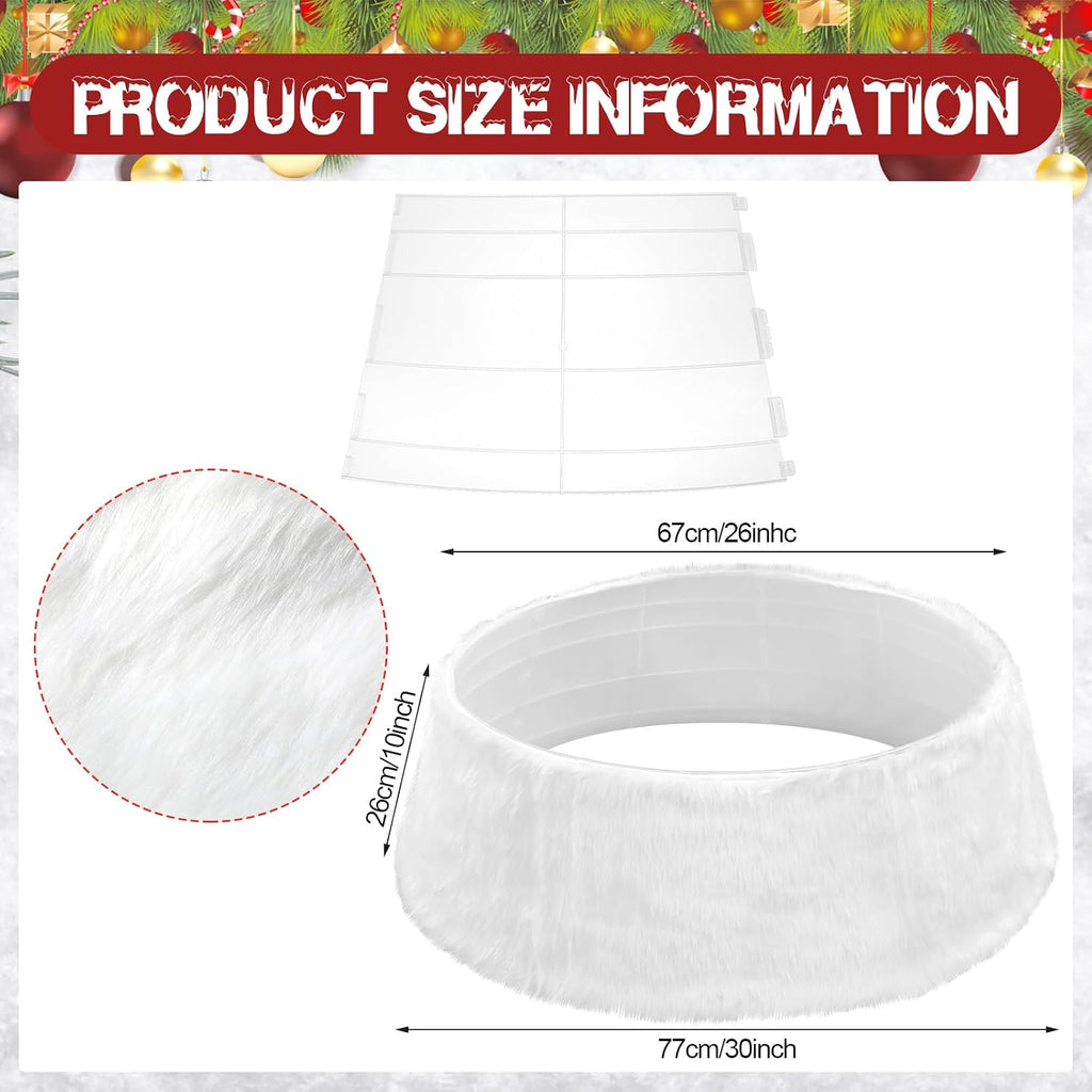 30 Inch Christmas Tree Collar Faux Fur Plush Christmas Collar Adjustable Rustic Tree Collar for Artificial Trees Home