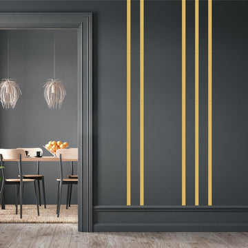 Golden Metal Wall Art Modern Striped Walls Decor Minimalist Line Arts Sign - Set of 20