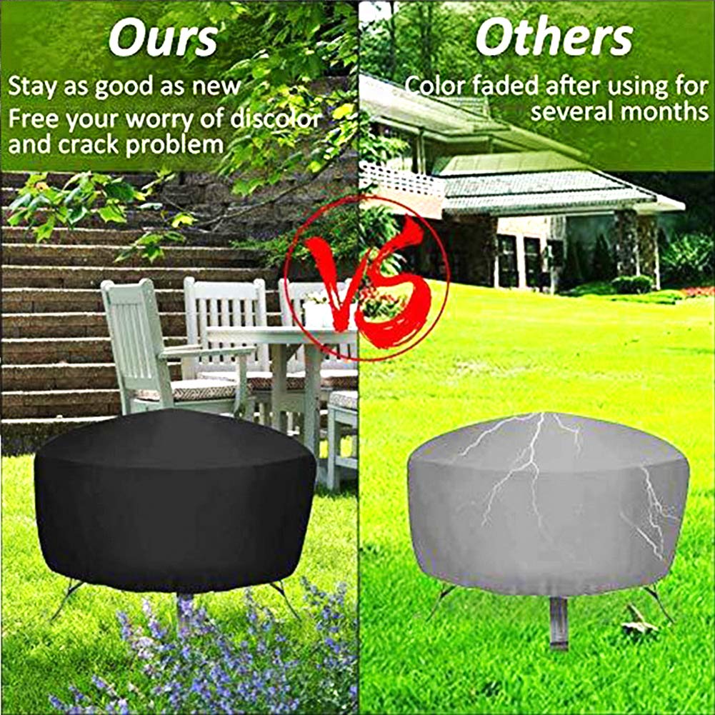 48 Inch Round Fire Pit Cover, Patio Table Cover, Garden Outdoor Waterproof Fire Bowl Cover, All-Season Protection