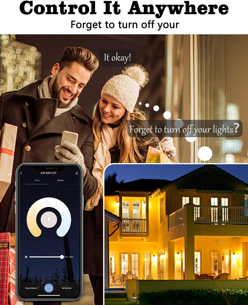 Smart Light Bulbs, Alexa Bulb 1000LM 9W 4 Pack - Dimmable Warm Cool White A19 LED Light Bulb, WiFi Bulb Compatible