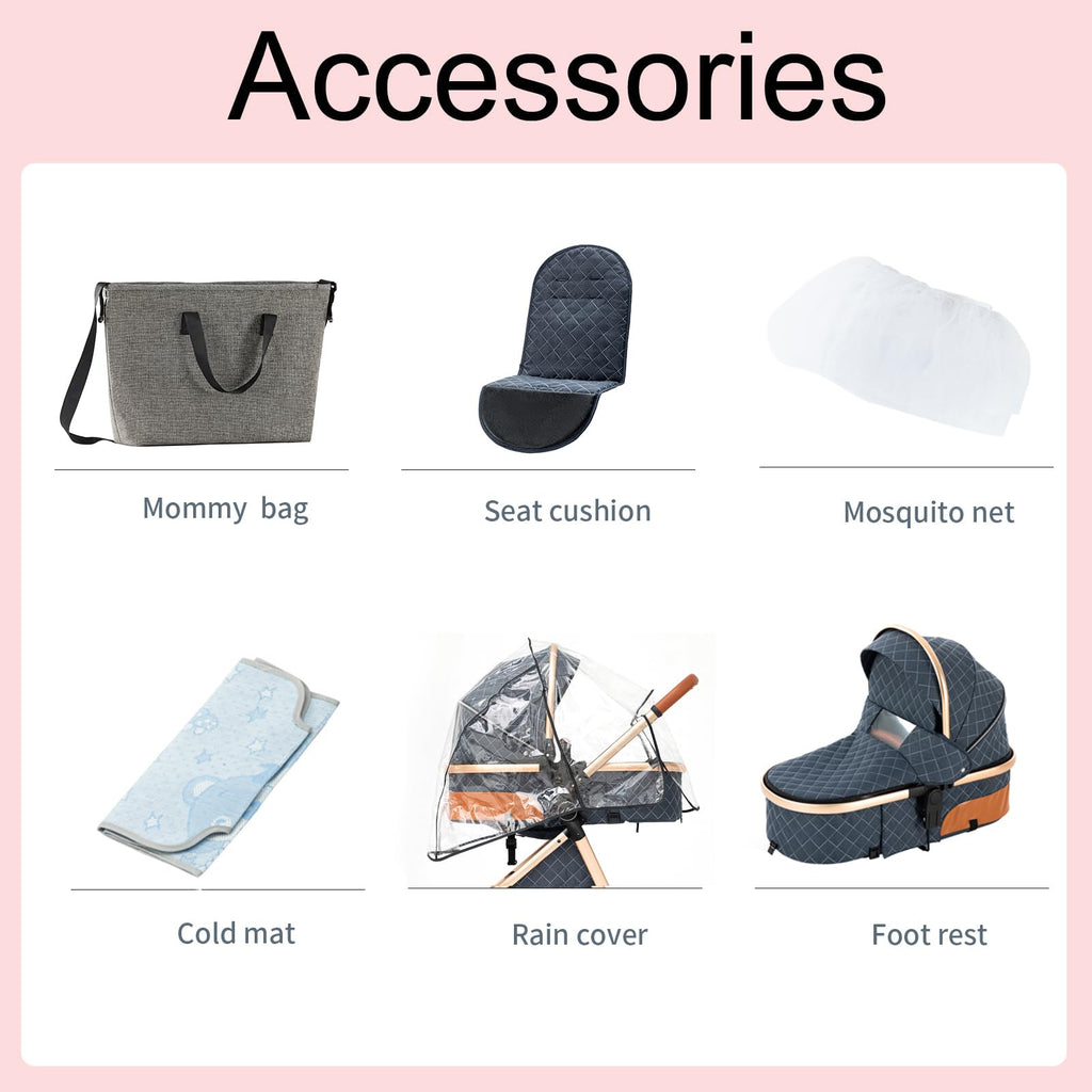 2 in 1 Baby Stroller, Convertible Pram, Reversible Standard Stroller, Portable Baby Buggy, Infant Carriage, Foldable