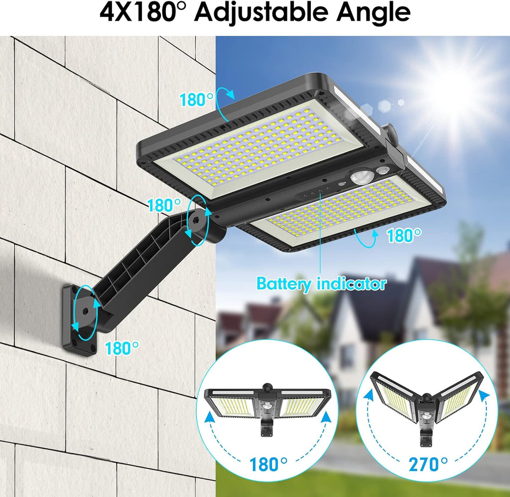 Solar Flood Lights Outdoor, 6000LM High Brightness Motion Sensor | IP65 Waterproof, 5 Modes Outdoor Lights, 6500K