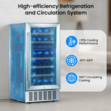 Wine Fridge 15" Wine Cooler Under Counter Beverage Refrigerator Beer Mini Fridge