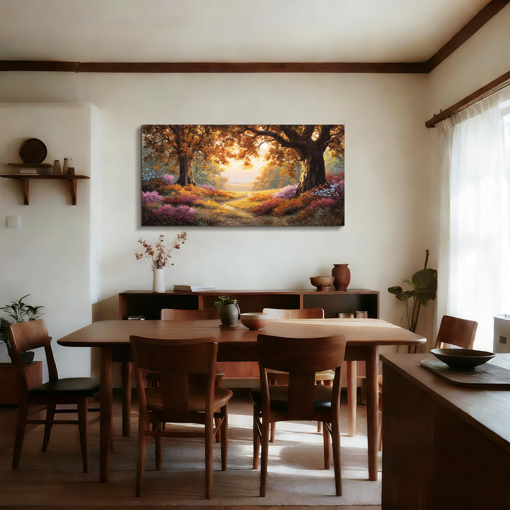 Autumn Forest Wall Decor, Nature Floral Art Prints 24"x48"