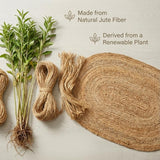 Boho Oval Jute Rug - Reversible Natural Fiber Hearth Carpet- Eco Friendly Floor Covering