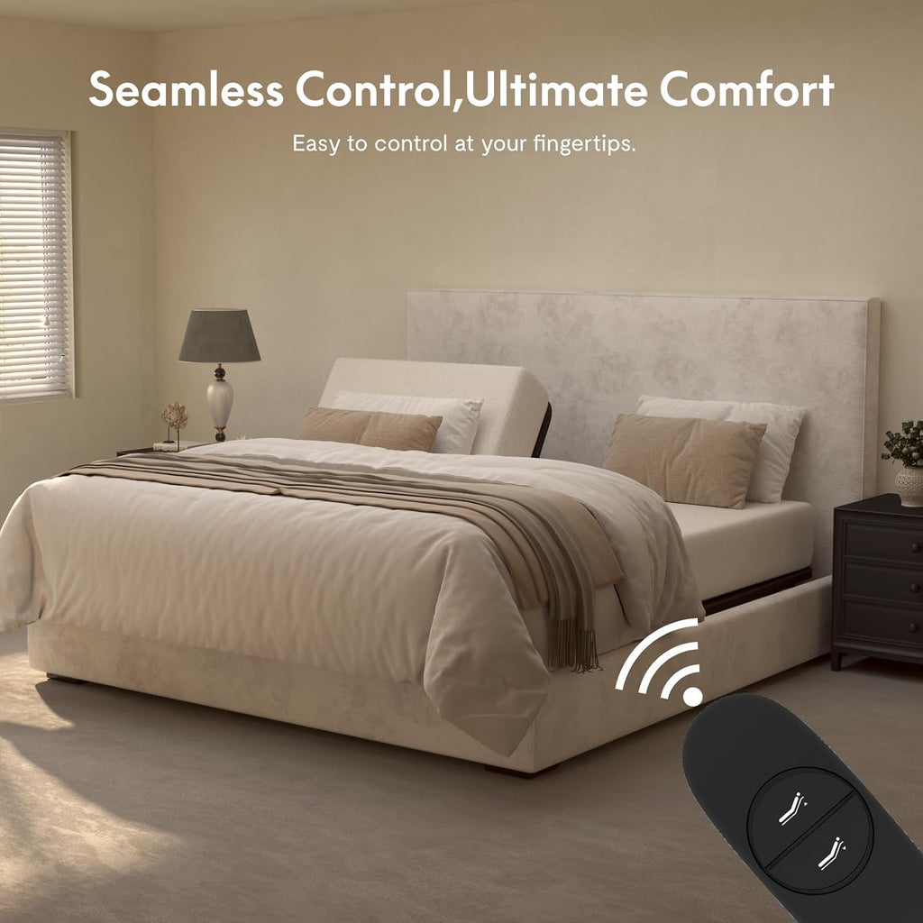 Split King Adjustable Bed Frame Base, Quiet Motor & Easy Assembly