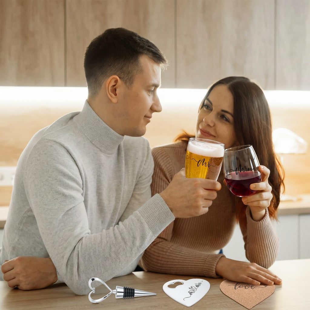 7 Pcs Bridal Shower Gifts for Couples Bride and Groom Wedding Gifts