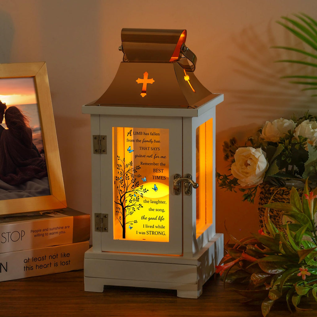 Memorial Lantern with Drawer, Sympathy Gift for Loved One