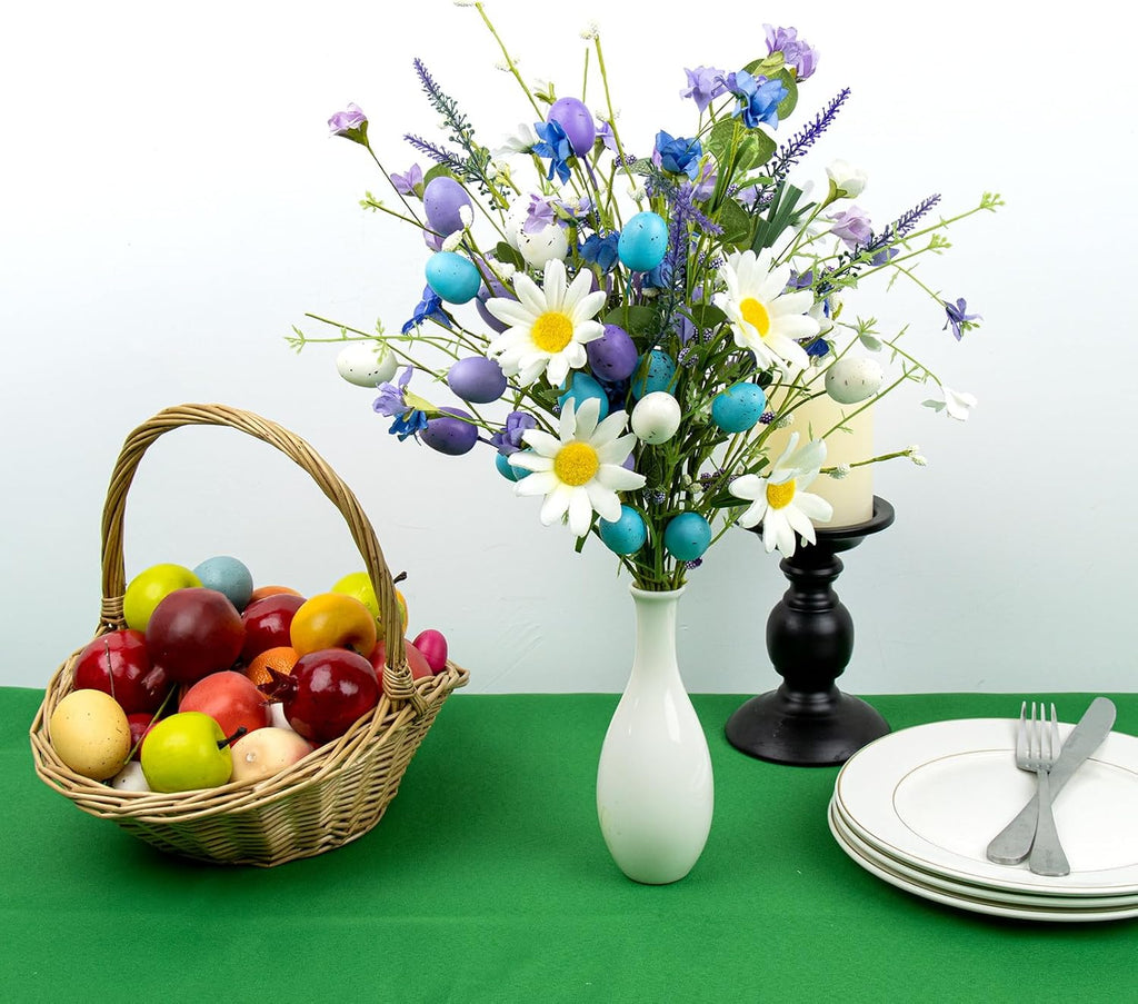 Easter Table Decorations Rustic Spring Table Centerpiece 17 Inches Blue Easter Flowers with Egg Picks for Vase - Set of 10