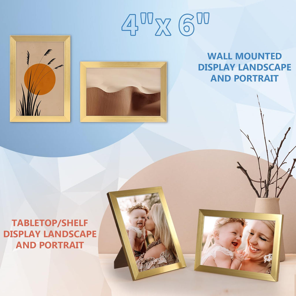 4x6 Picture Frame Gold, 4 x 6 Photo Frames Bulk for Wall Hanging or Tabletop Display, 18 Pack