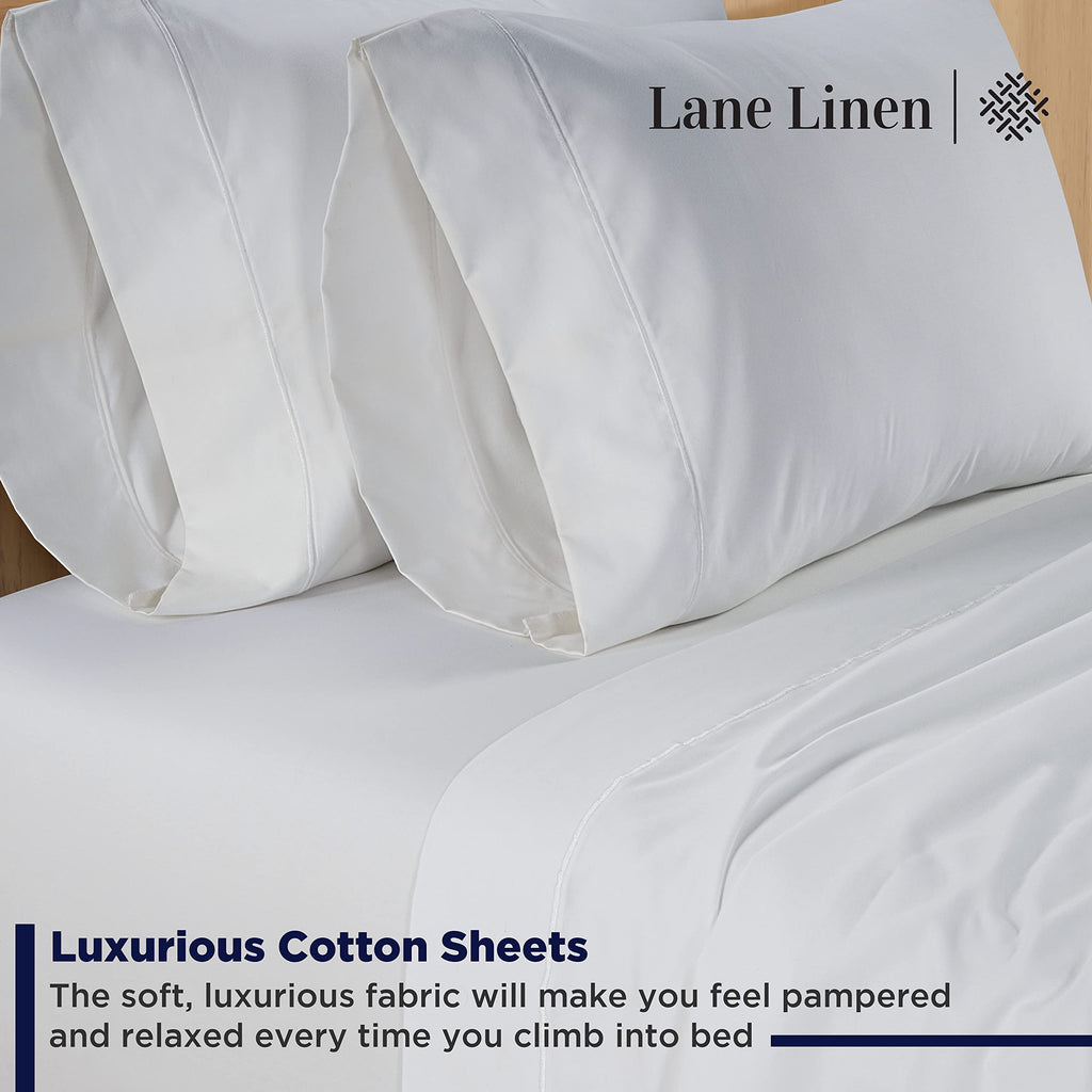 600TC 100% Cotton Sheets - Silky Smooth Sateen Weave, White