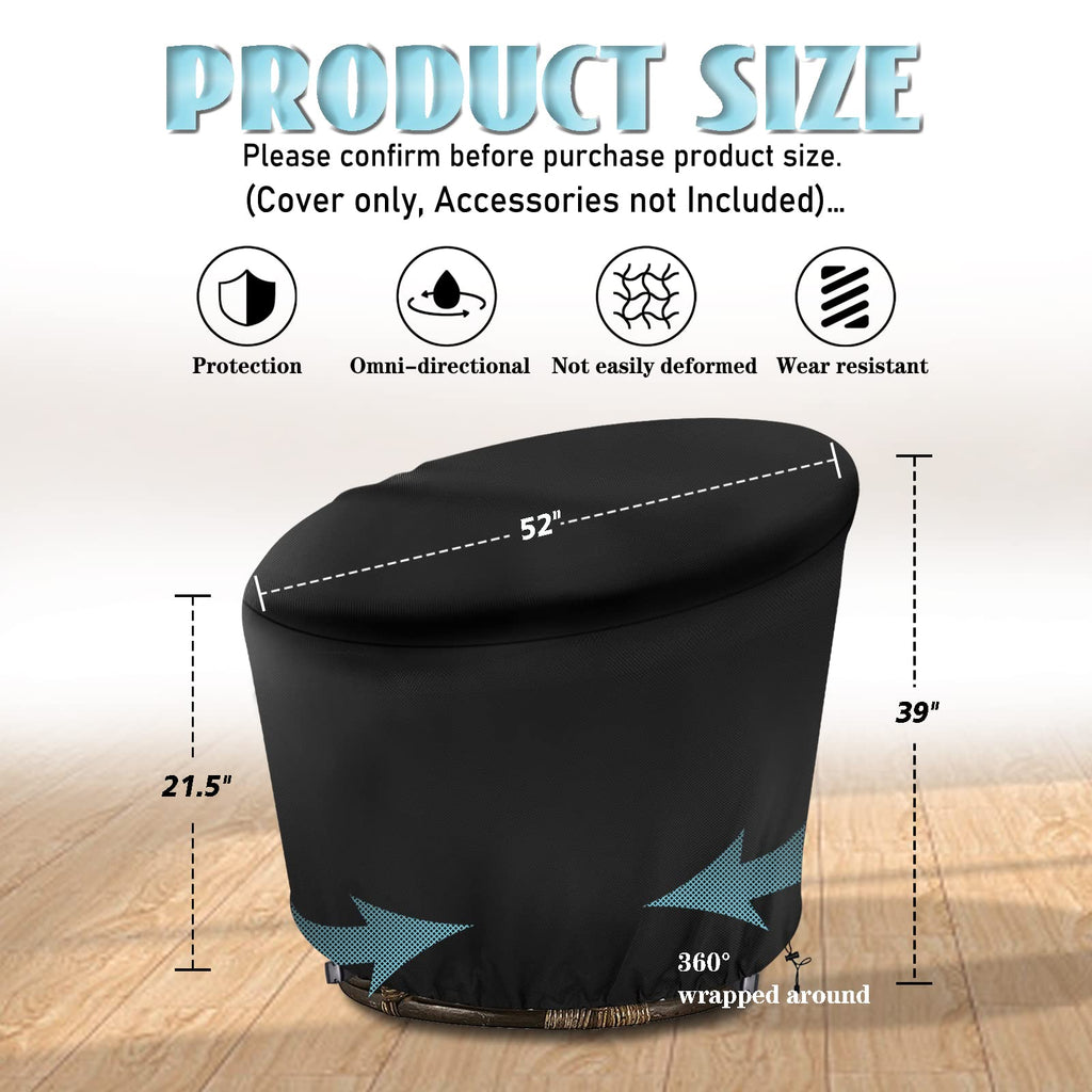 Papasan Chair Cover Waterproof, for 52in Outdoor Papasan Chair