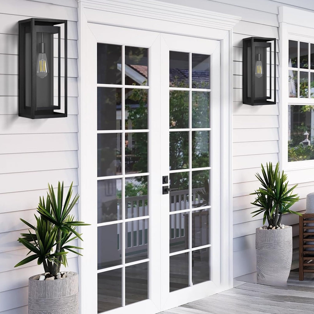 19 Inch Outdoor Wall Light Fixtures, Outside Porch Lights- Black