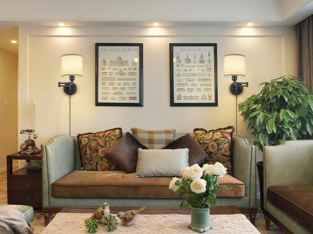 Plug in Wall Sconces with Remote Control, Dimming 10%-100% & Adjustable Colors 2700K-6500K, Hardwire or Plug