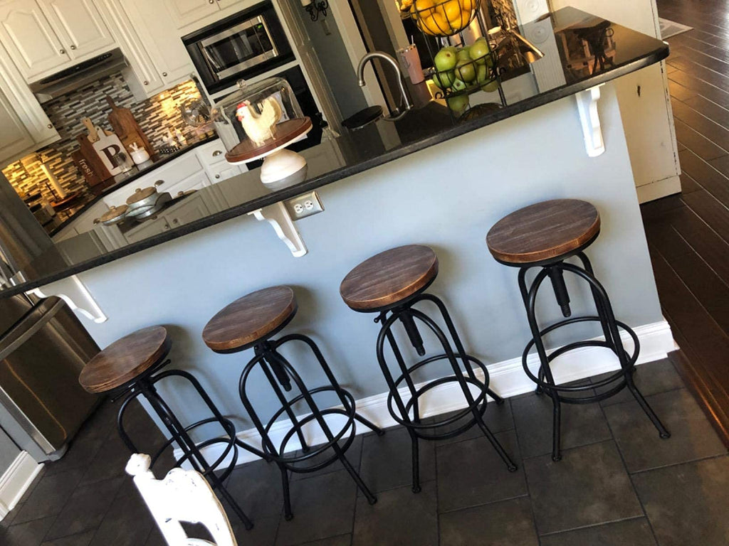 32 inch Vintage Industrial Bar Stool-Metal Wood Swivel Bar Stool-Retro Bar Height Stool-Counter Height Adjustable