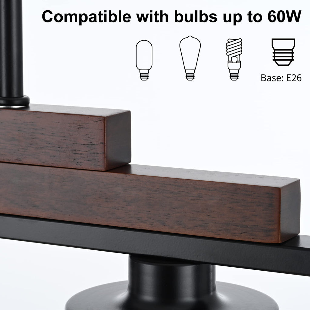 Wood Island Light /Restaurant,3-Light Farmhouse Dining Room Fixture/Chandelier Over Table/Bar,Matte Black Industrial