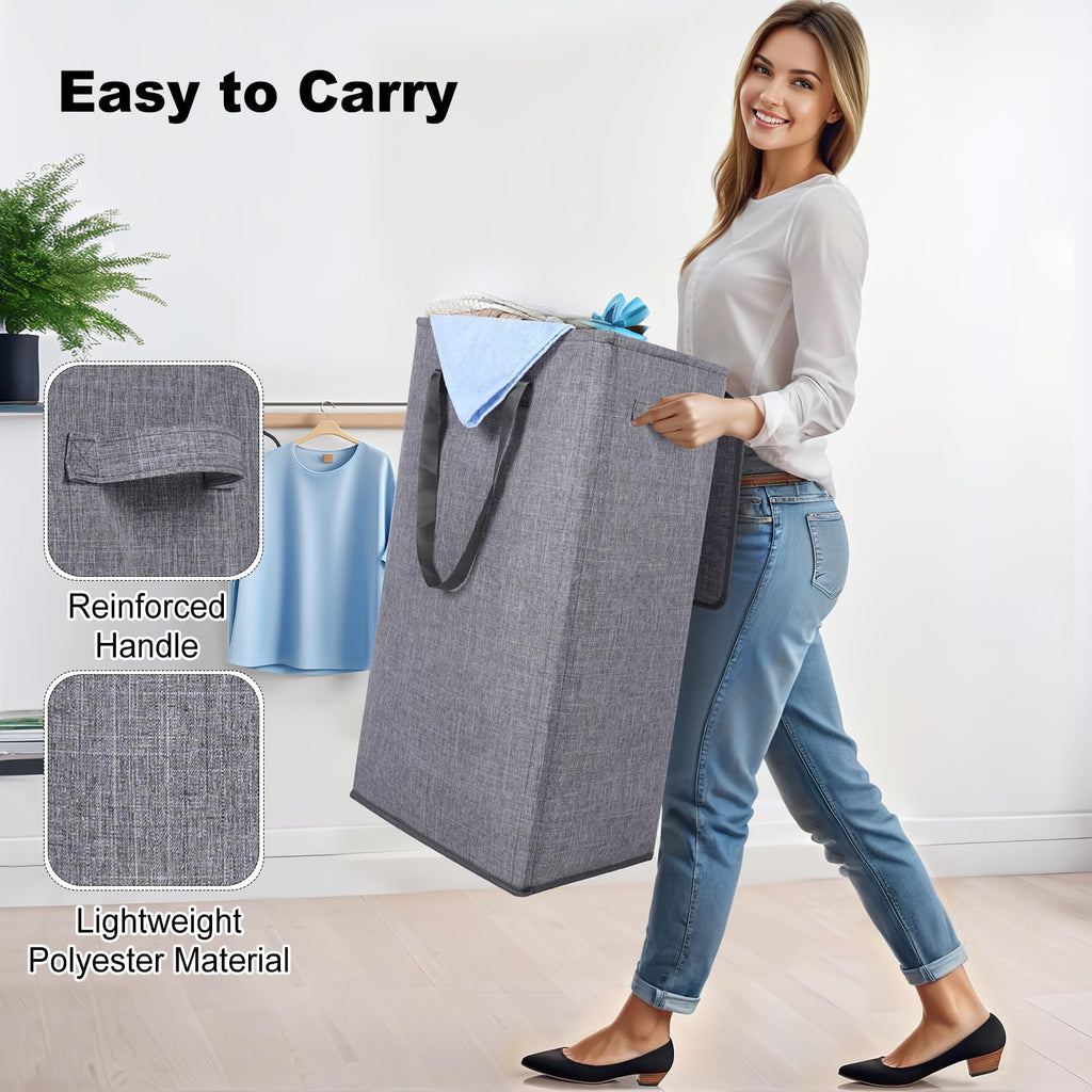 75L Slim Laundry Hamper with Lid,Large Foldable Laundry Basket with Removable Bag and Handles Tall Collapsible Dirty