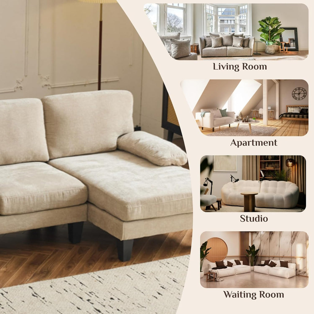 Karl home U-Shape Sectional Sofa Couch 111" Modern 4-Seat Sofa with Chaises Chenille Fabric Upholstered Covertible