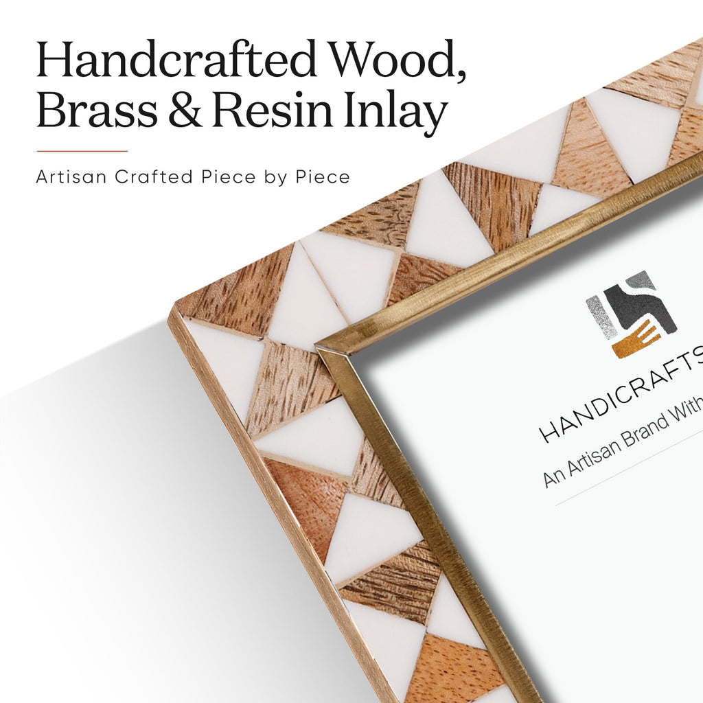 Handmade 5x7 Resin Inlay & Wood Picture Frame Brass