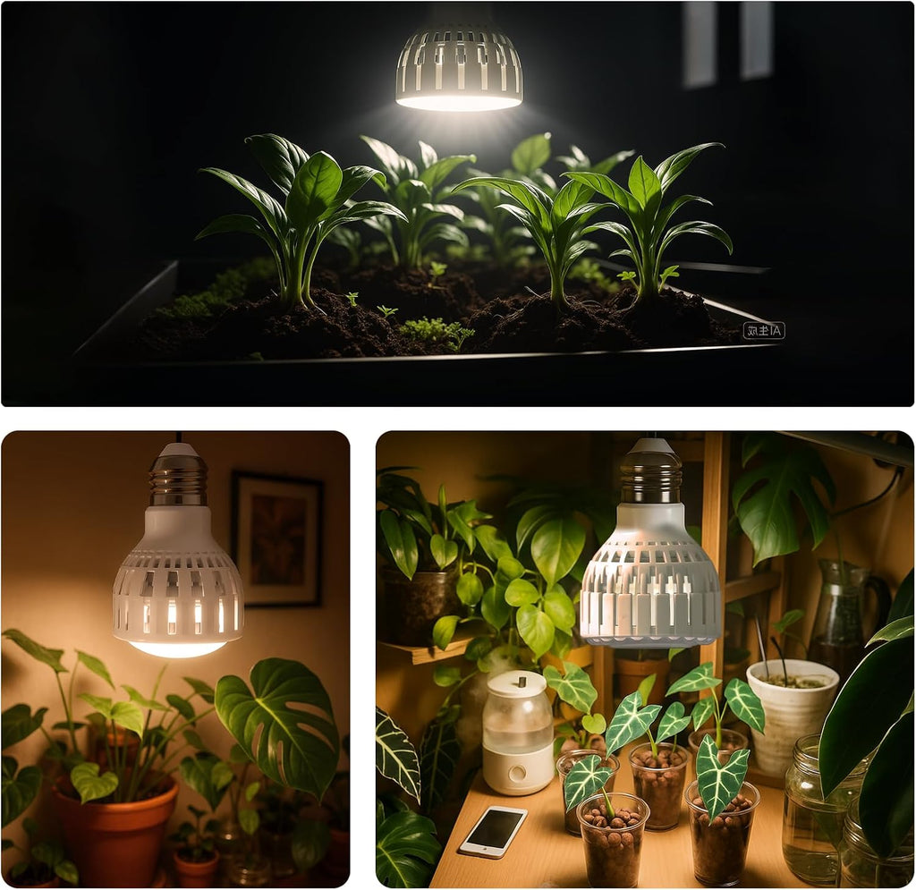 LED Grow Bulb,12W (80Watts Equiv) 5000K White Full Spectrum Plant Light for Indoor Plant Growing,Super Bright & High