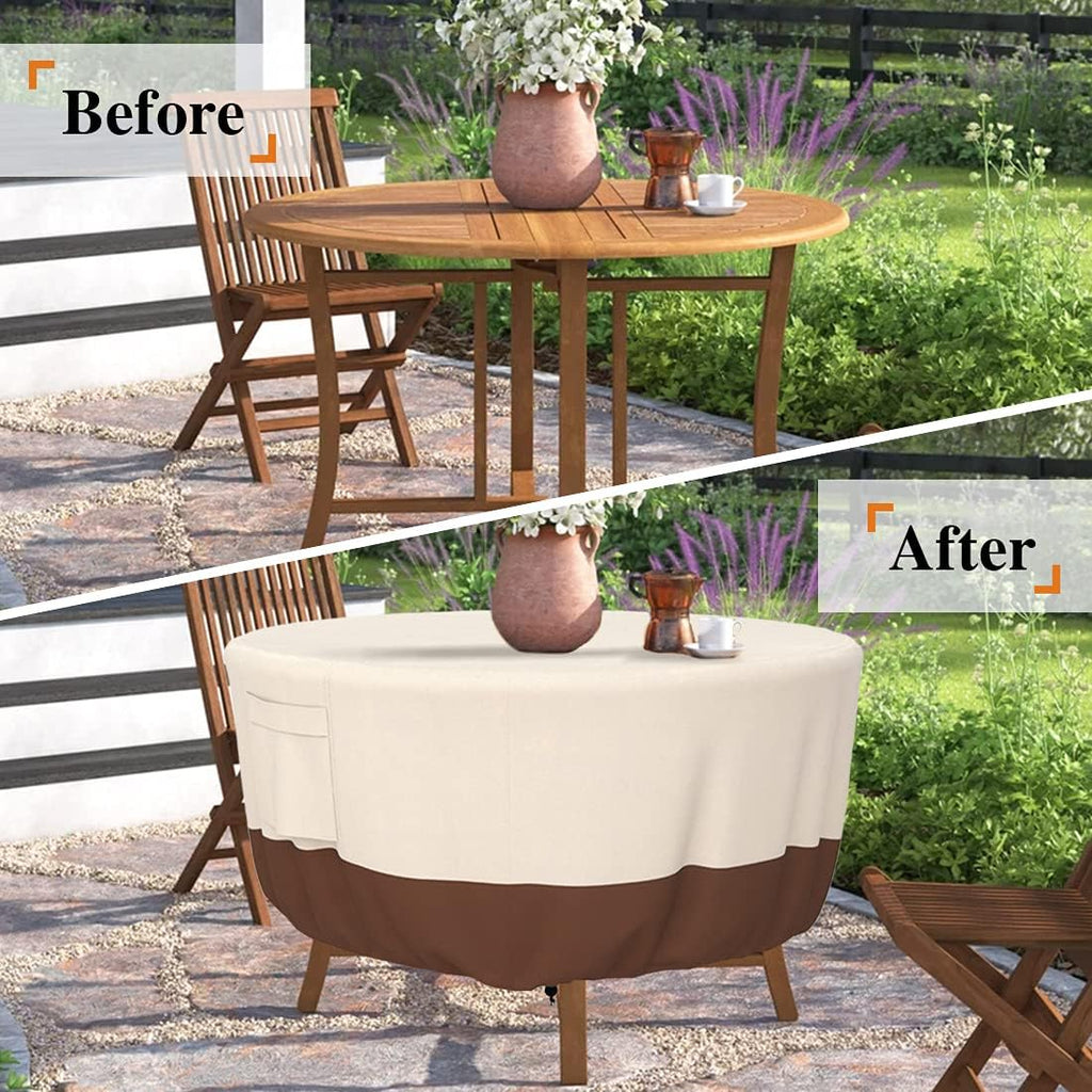 Heavy-Duty 48" Round Patio Table/Chair 900D Cover Outdoor Waterproof | Lifetime Service, Weatherproof Furniture