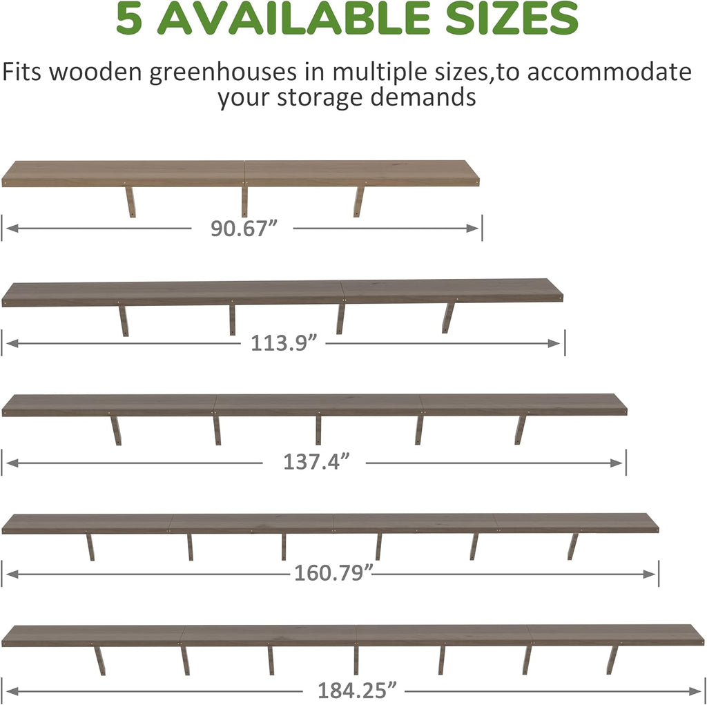 Shelf Suitable for 12FT Wood Greenhouse, 137" Wooden Storage Shelf Kit Fit Multiple Greenhouse , Horticulture