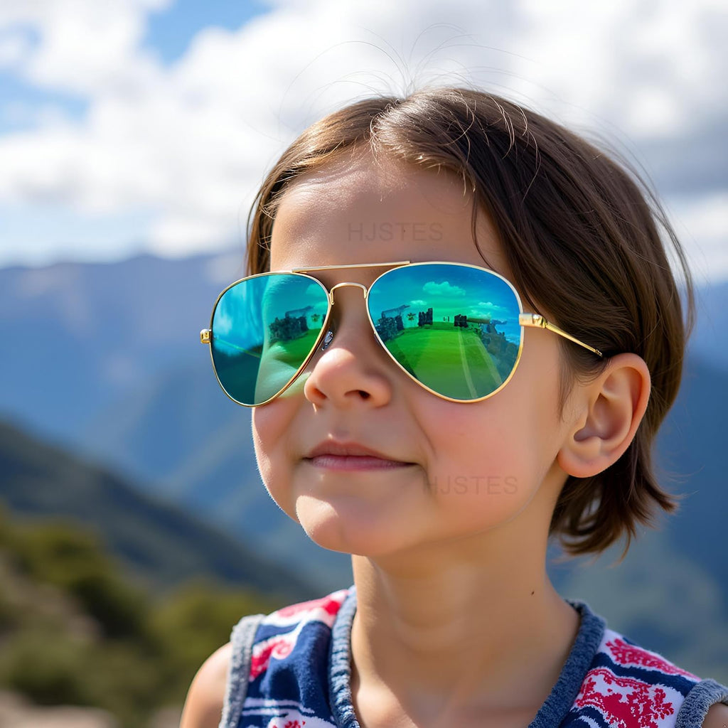 Polarized Kids Aviator Sunglasses for Girls Boys Classic Juniors Glasses UV400 Protection Lens,52mm