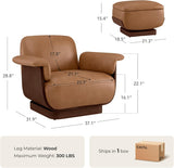Modern Swivel Lounge Chair — Saddle Genuine Leather