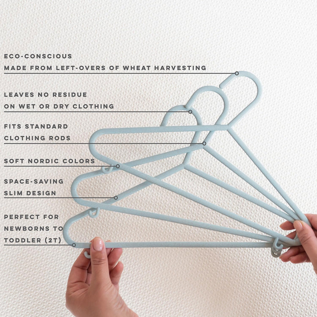 Eco-Friendly Wheat Straw Baby Hangers, Speckled Blue, 30 Pack