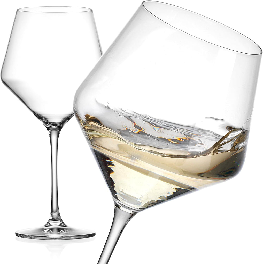 Wine Glasses,White Red Wine Large Glasses Set of 4, Lead-Free Premium Glass,Hand Blown Italian Style Burgundy Long