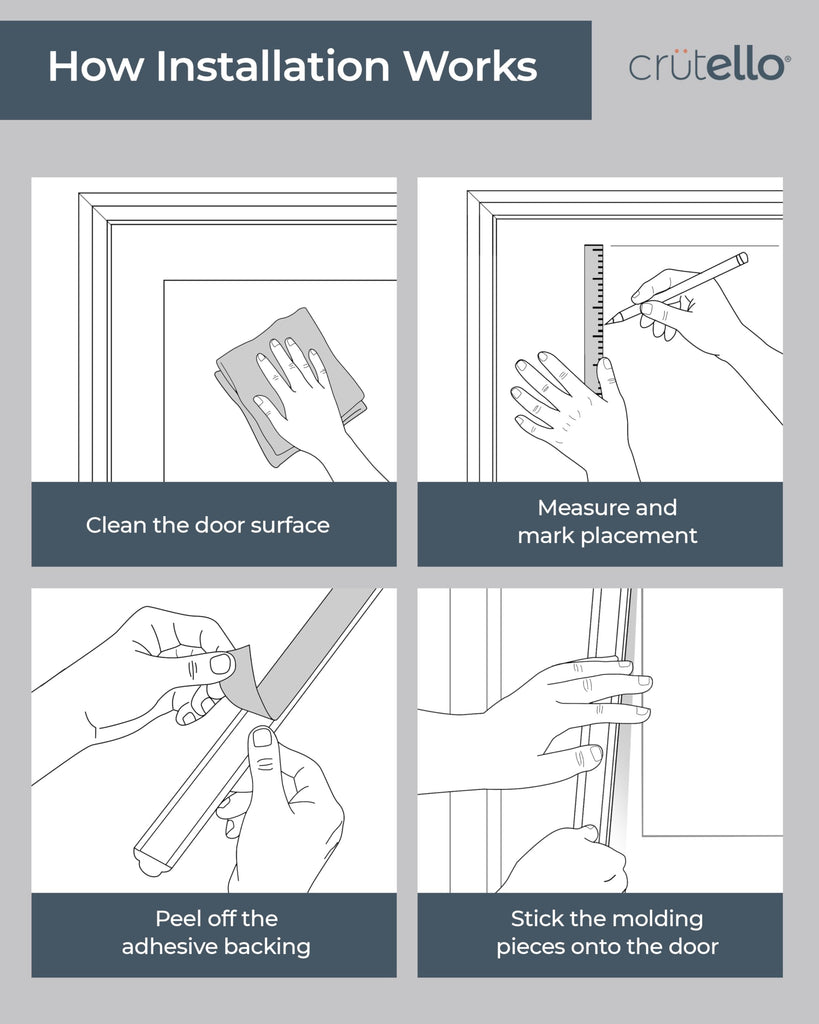 Peel and Stick Door Trim Molding Kit, 8 Piece