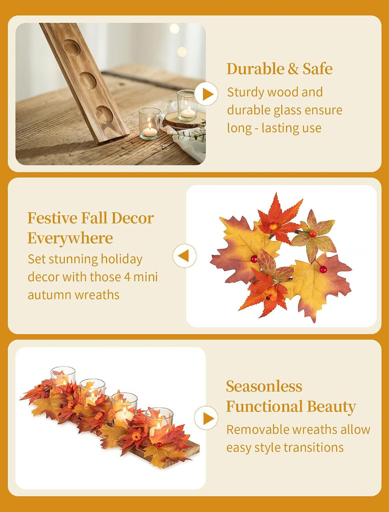 Fall Table Centerpiece, Thanksgiving Decor, 15.7 - Set of 4