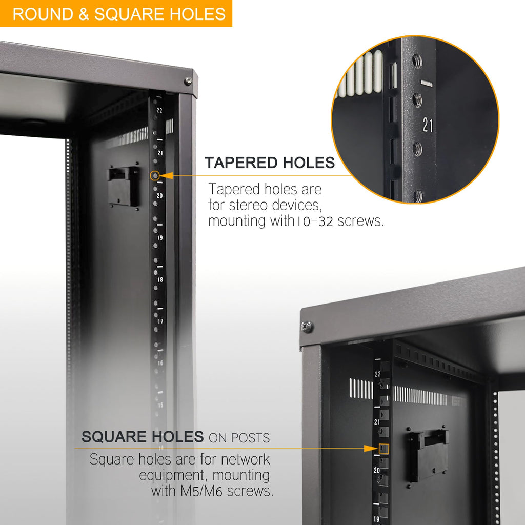15U Network & Audio Rack with Feet & Wheels, Obtuse Angel Server Rack Cabinet, Rolling Studio Rack Case with
