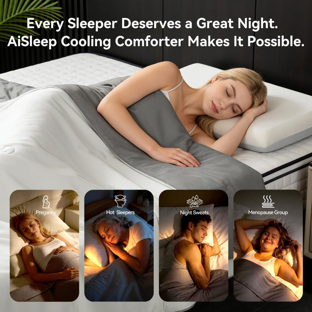 Cooling Comforter Twin Size, Cooling Blankets for Hot Sleepers and Night Sweats, Double-Sided Cool Tech All Season